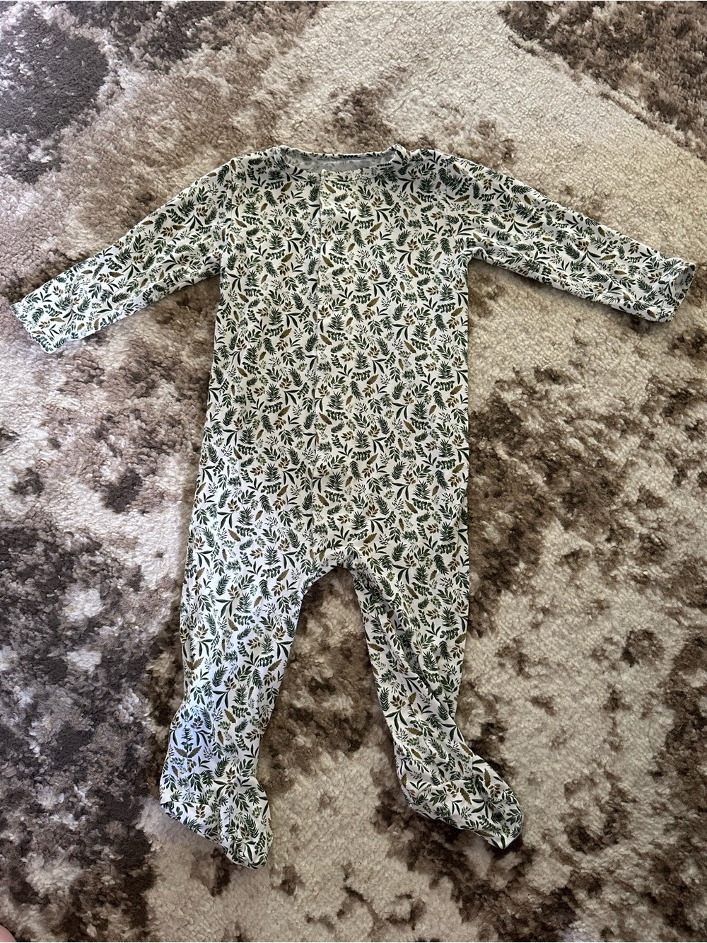Magnetic Me White Footed One-Piece with Green Leaf Print
